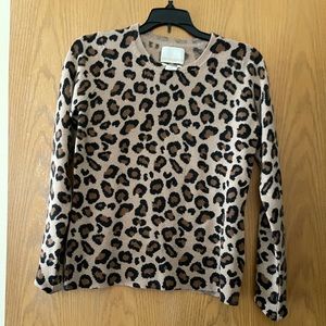 Cynthia Rowley Animal Print 100% Two-Ply Cashmere Sweater
